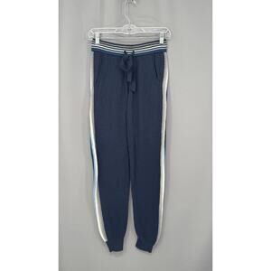Faherty Sweats Womens Small Navy Organic Cotton Cashmere Striped Joggers Lounge